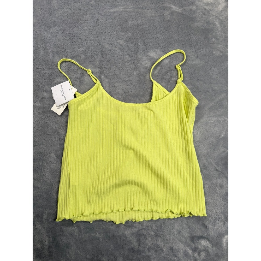American Eagle Outfitters Camisole Top Womens Large Neon Green Spaghetti Straps